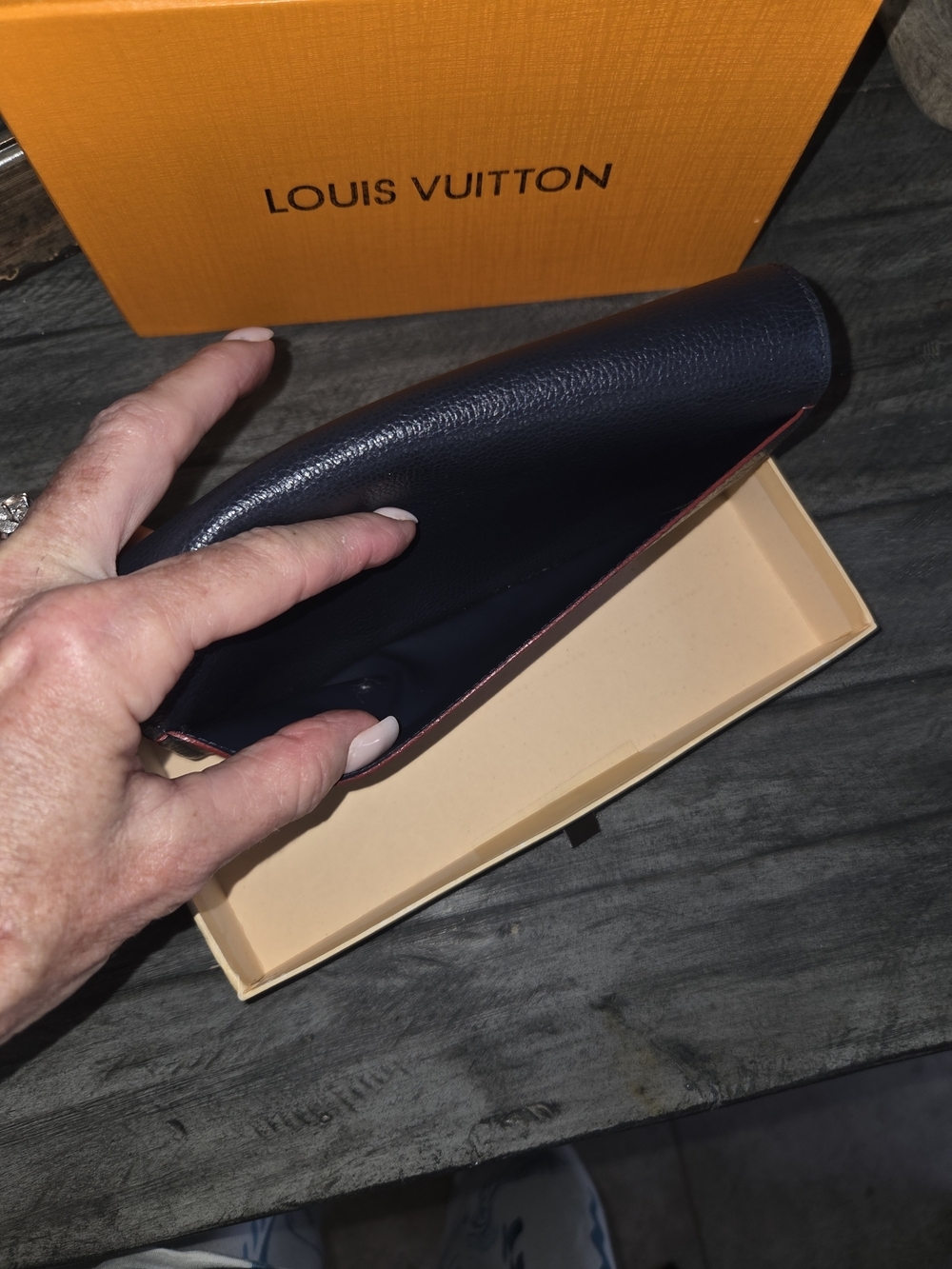 Louis Vuitton Navy Blue Empreinte Leather Wallet. - Picture 8 of 10